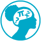 female head and brain icon with math symbols