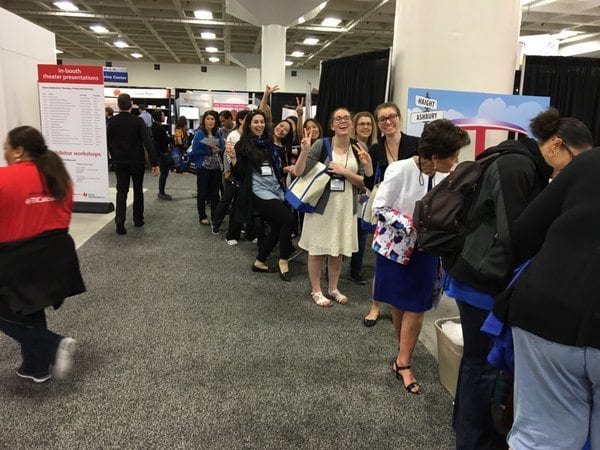 Math Solutions NCTM Annual line for cookie booth