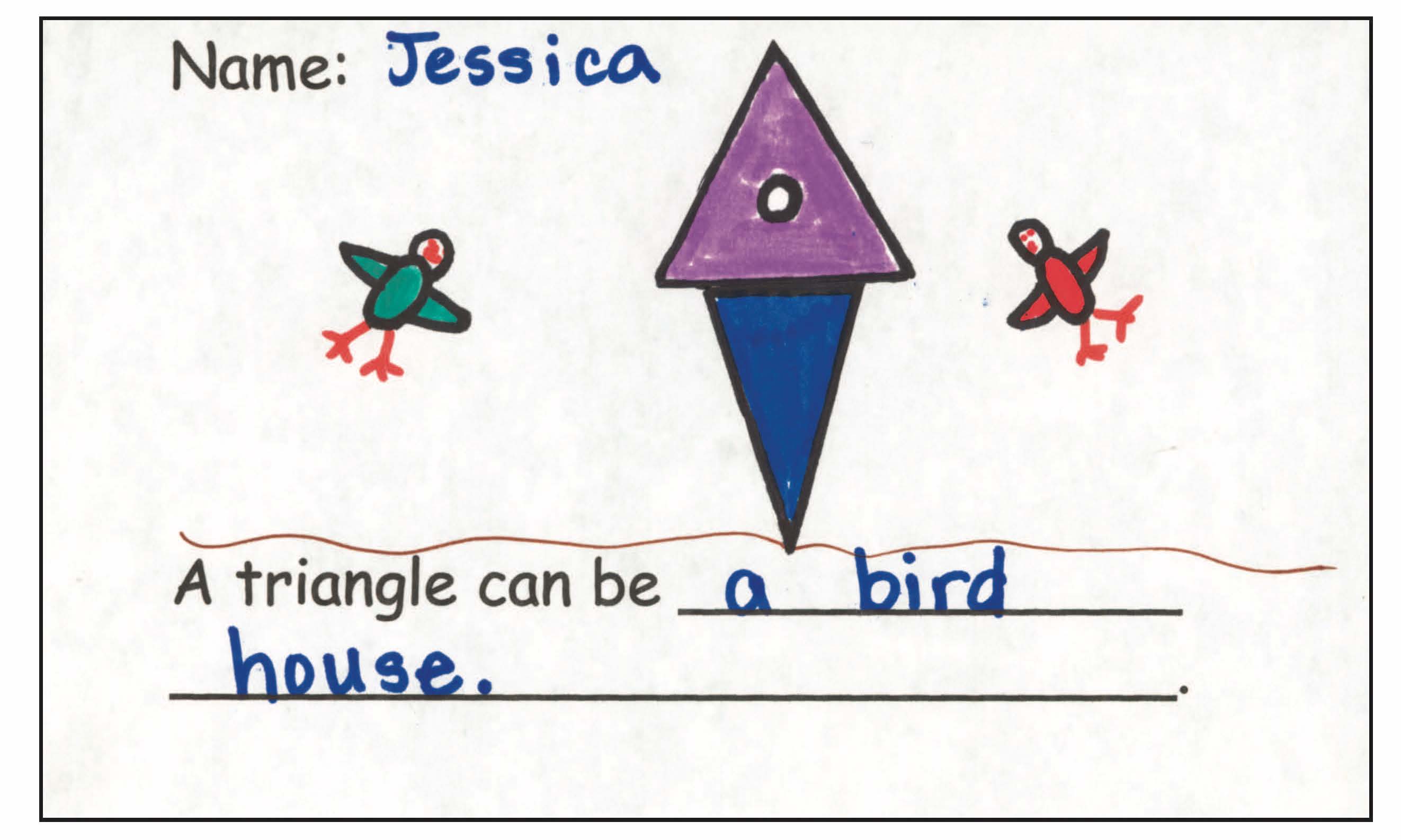 Figure 3. Jessica used two triangles—one for the birdhouse and one for the stand.