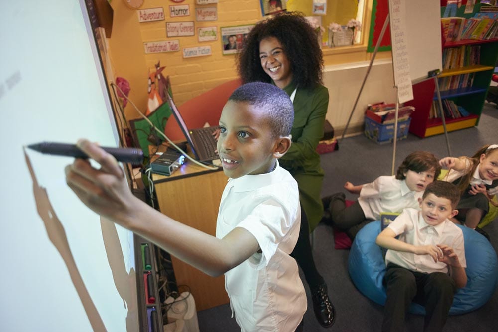 writing on the interactive board